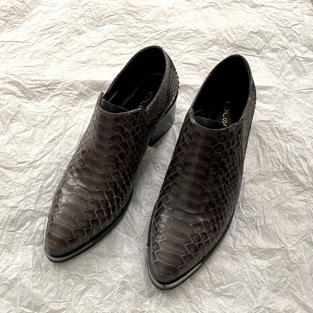Snake skin booties gray